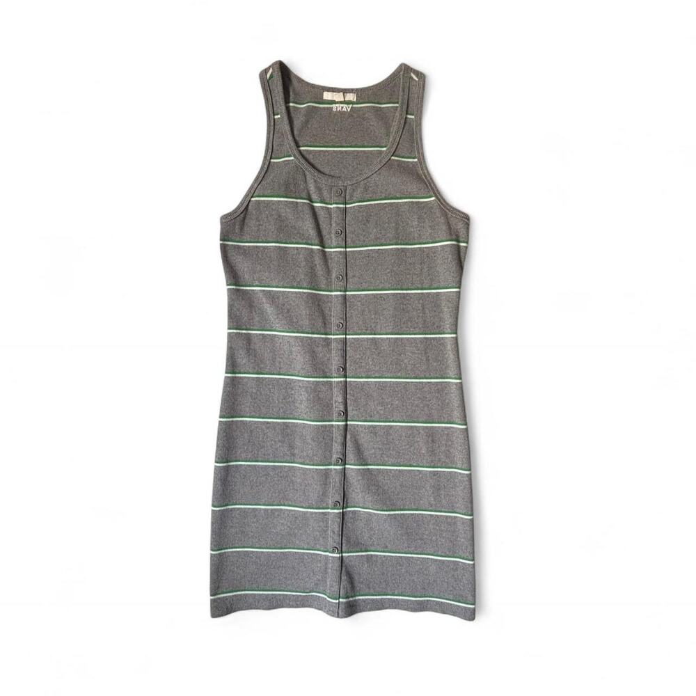 Vans grey and green striped button-up dress - Size Large